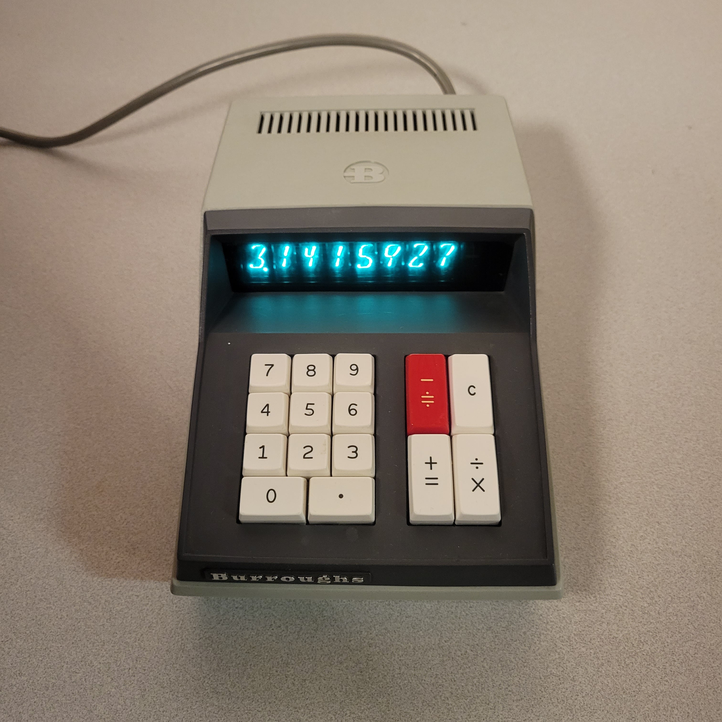 An image of the front of a Burroughs C 3155 desktop calculator